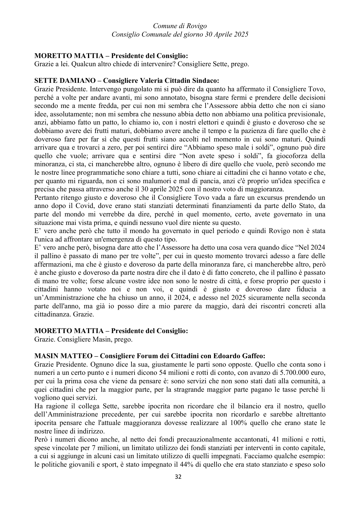 Pagina 32 del verbale