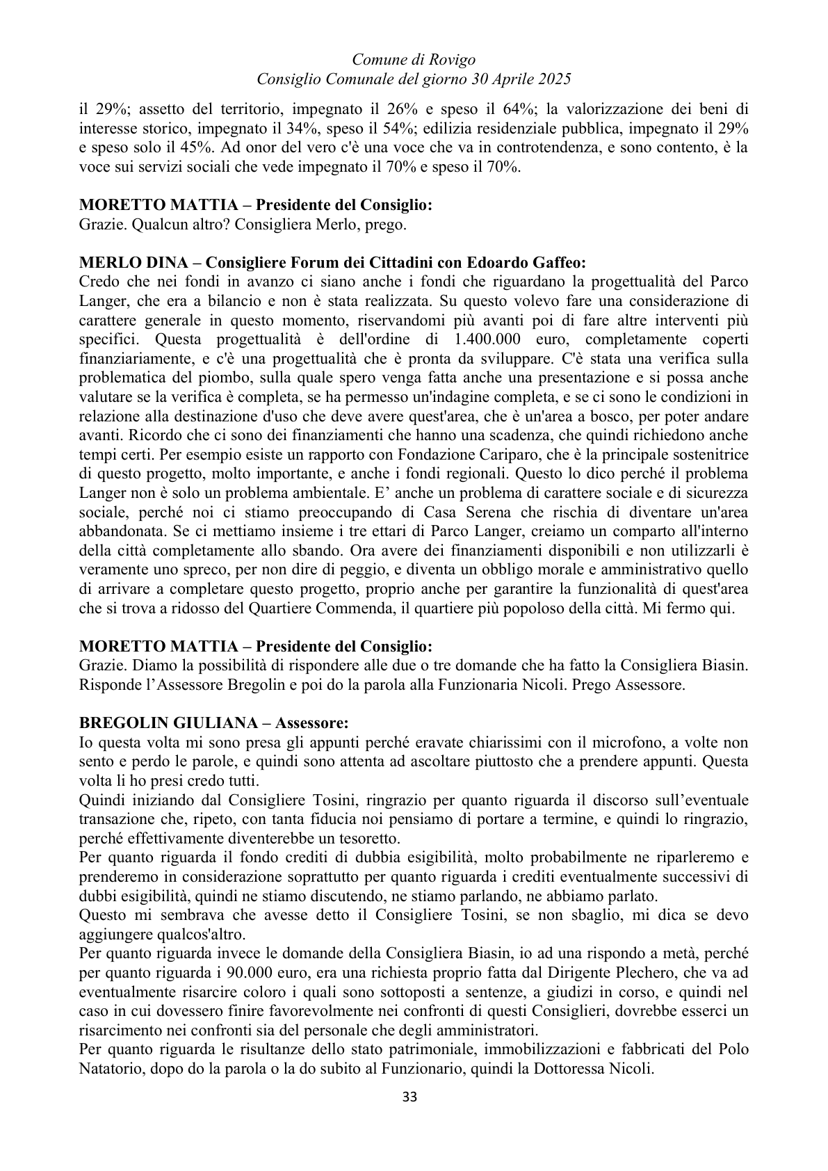 Pagina 33 del verbale