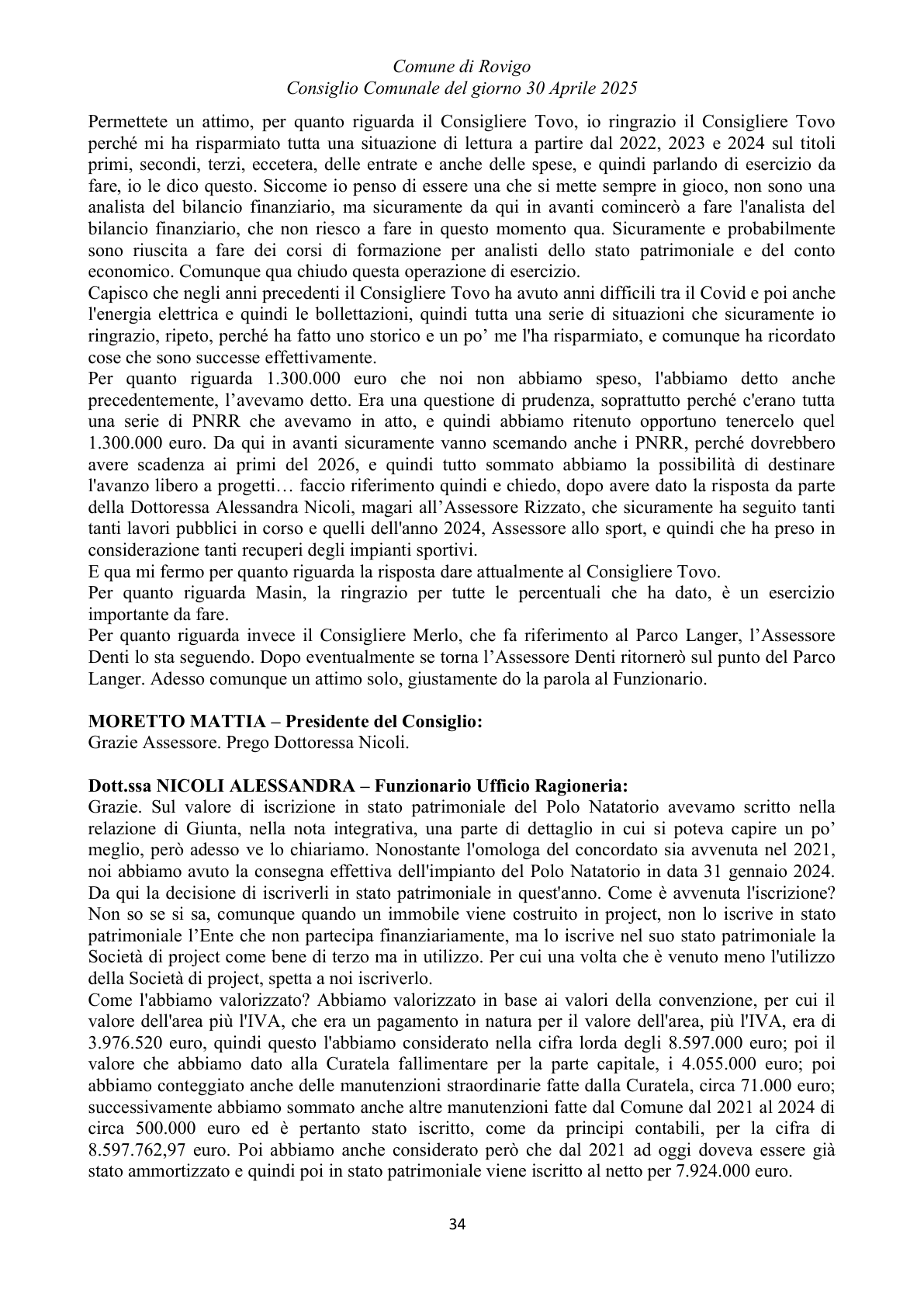 Pagina 34 del verbale