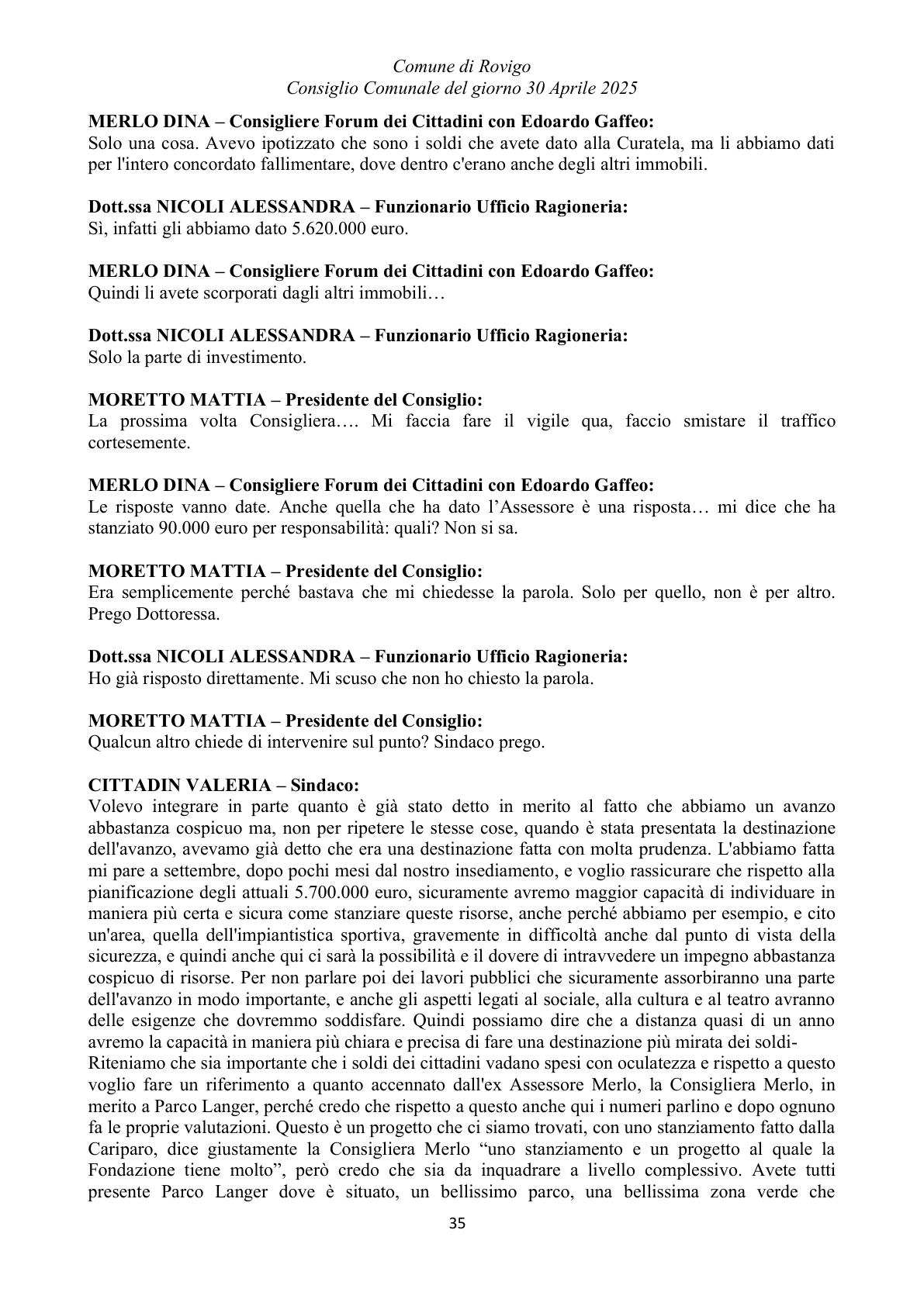 Pagina 35 del verbale