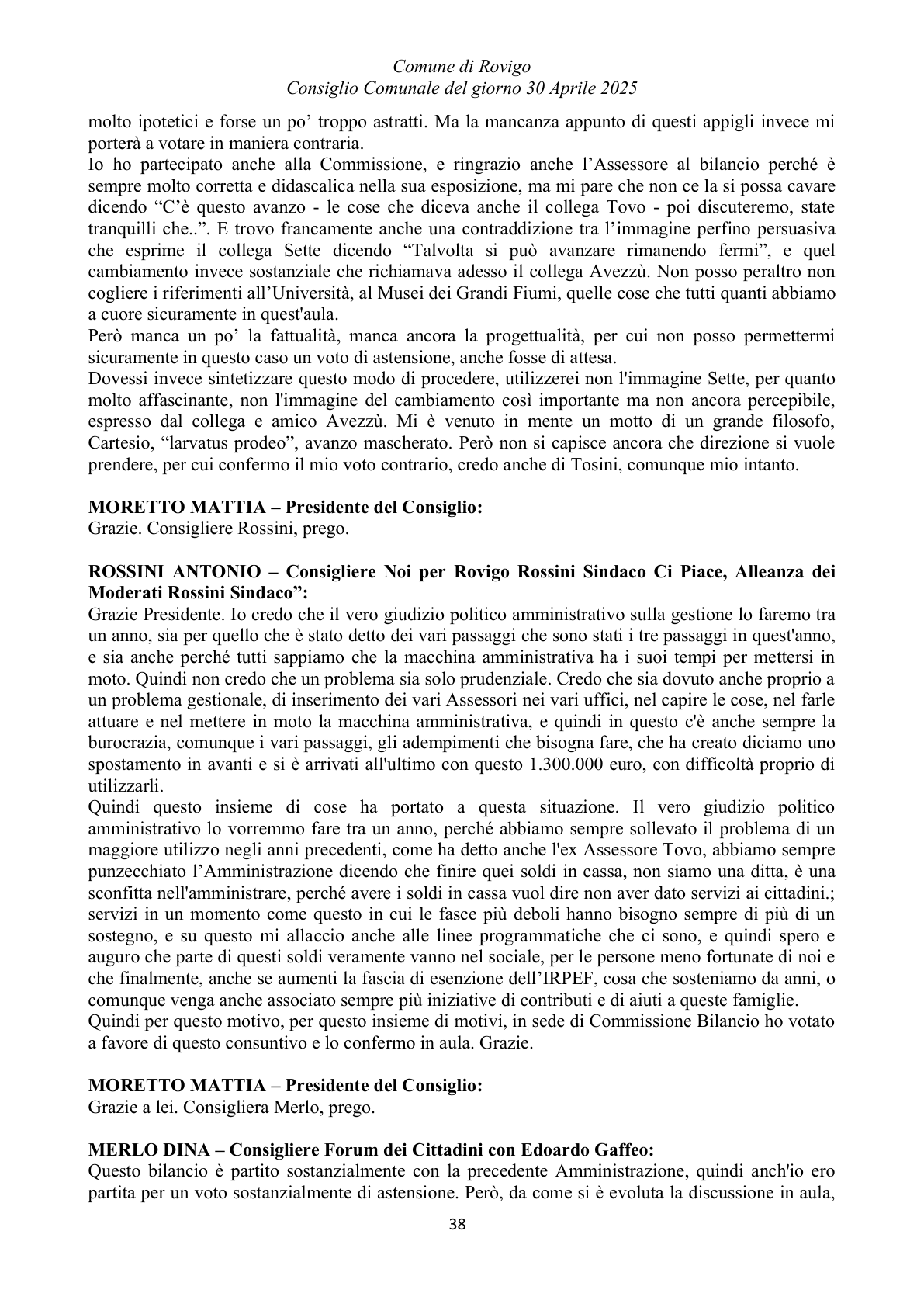 Pagina 38 del verbale