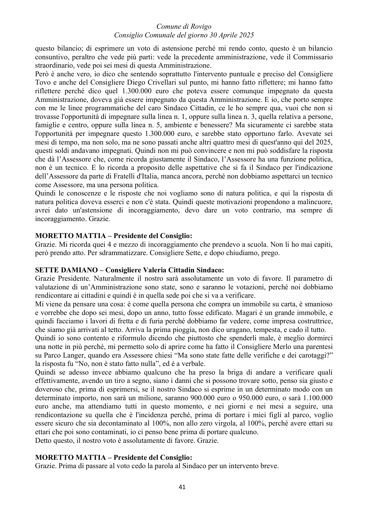 Pagina 41 del verbale