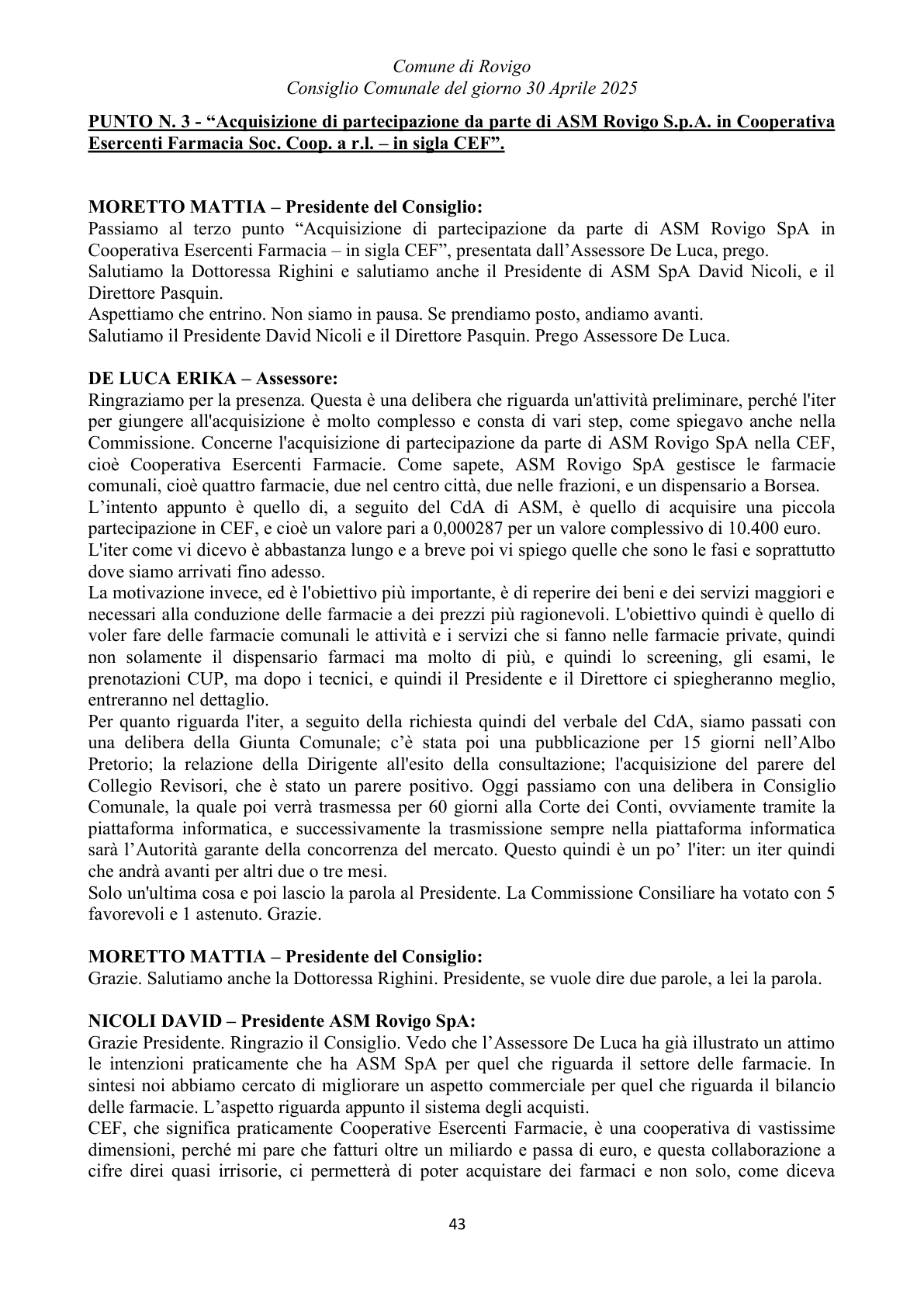 Pagina 43 del verbale