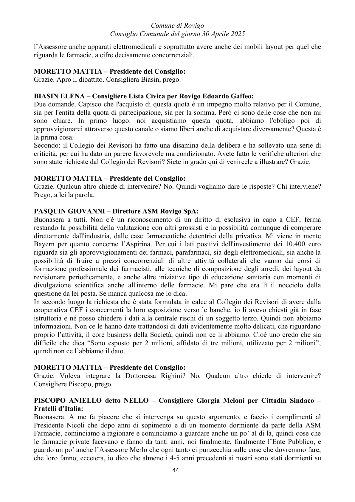 Pagina 44 del verbale