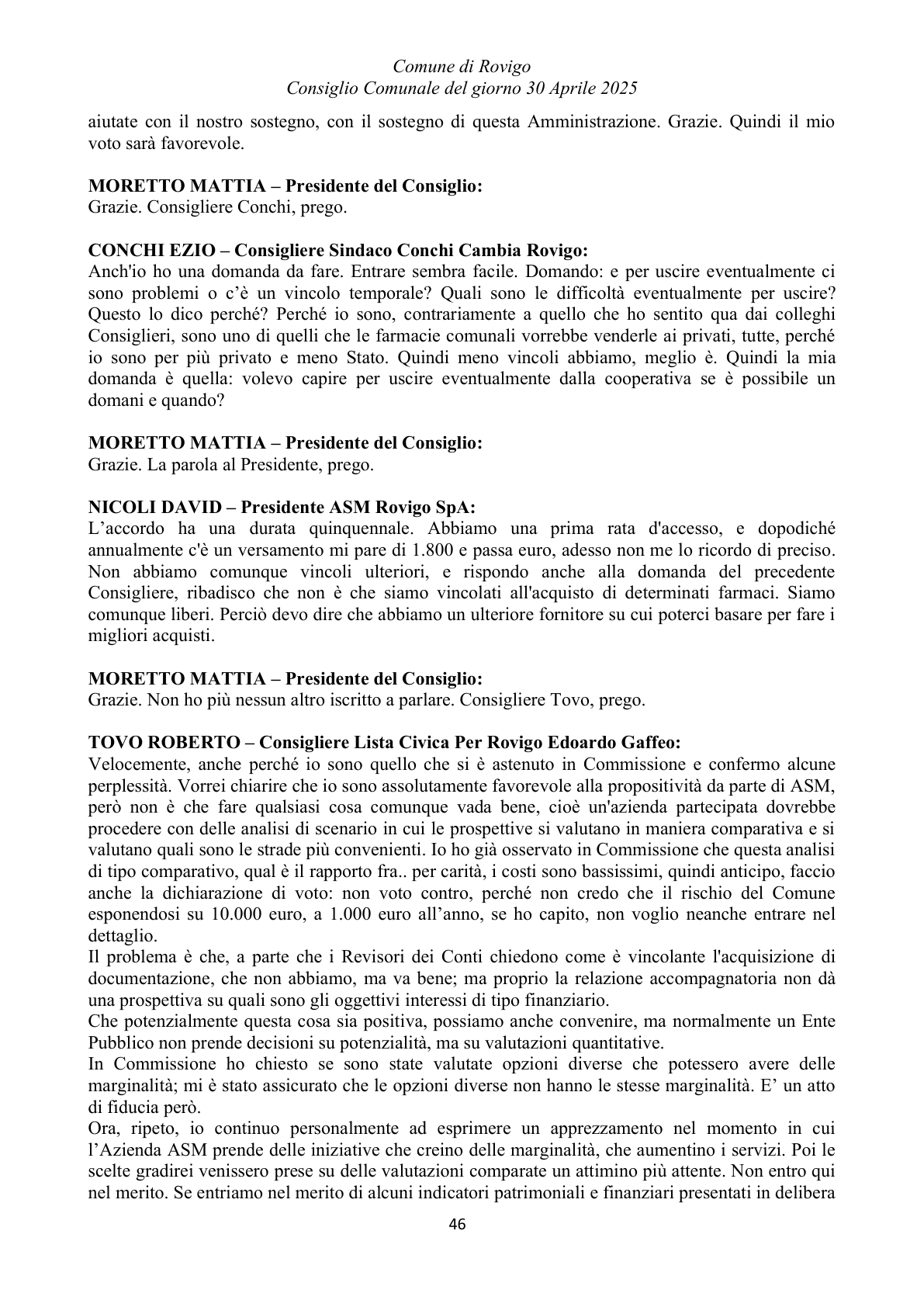 Pagina 46 del verbale