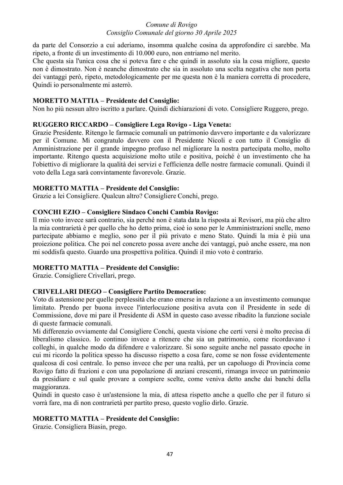 Pagina 47 del verbale
