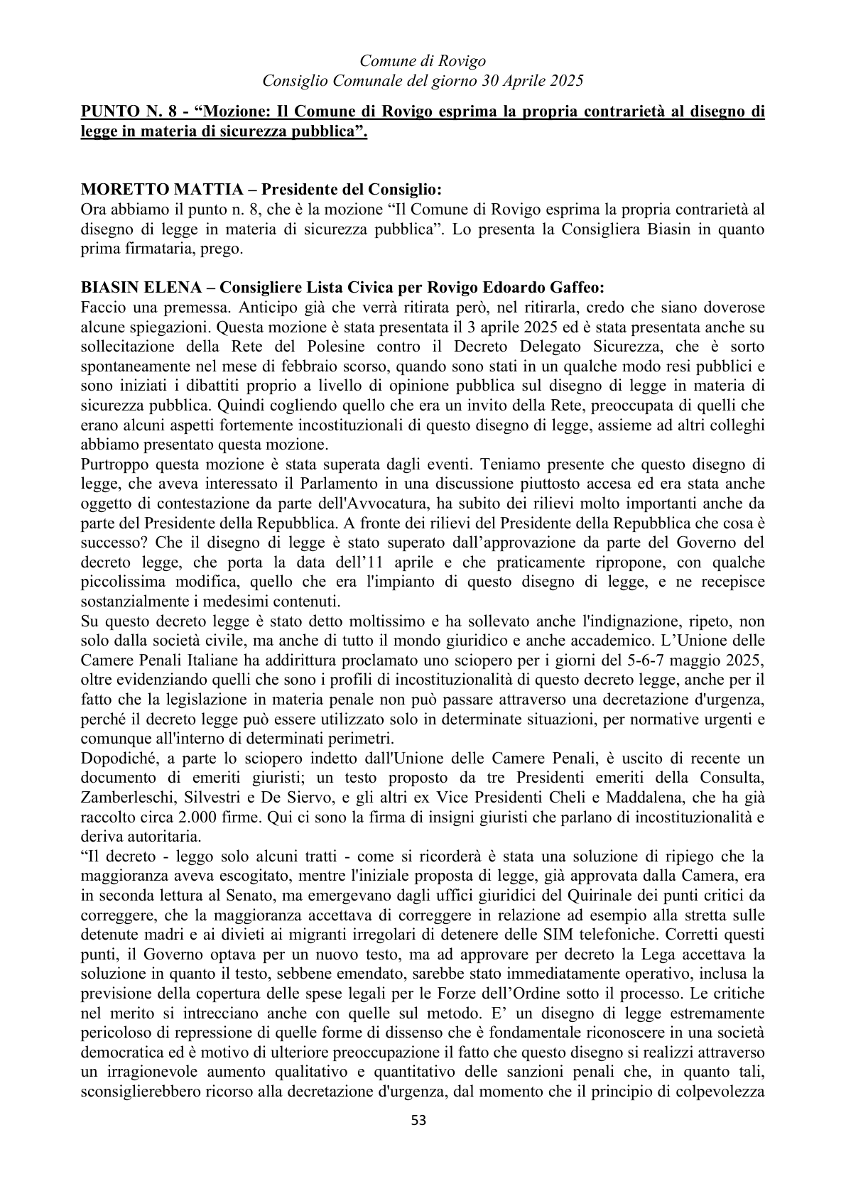 Pagina 53 del verbale