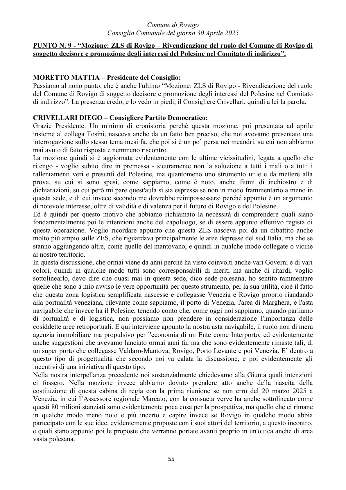Pagina 55 del verbale