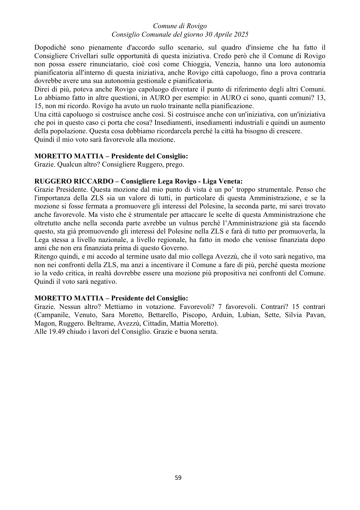 Pagina 59 del verbale