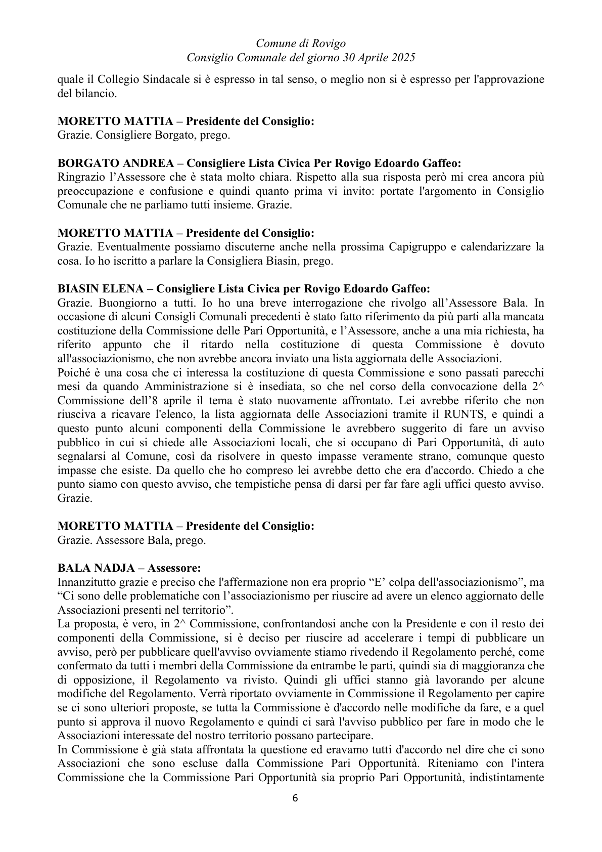 Pagina 6 del verbale