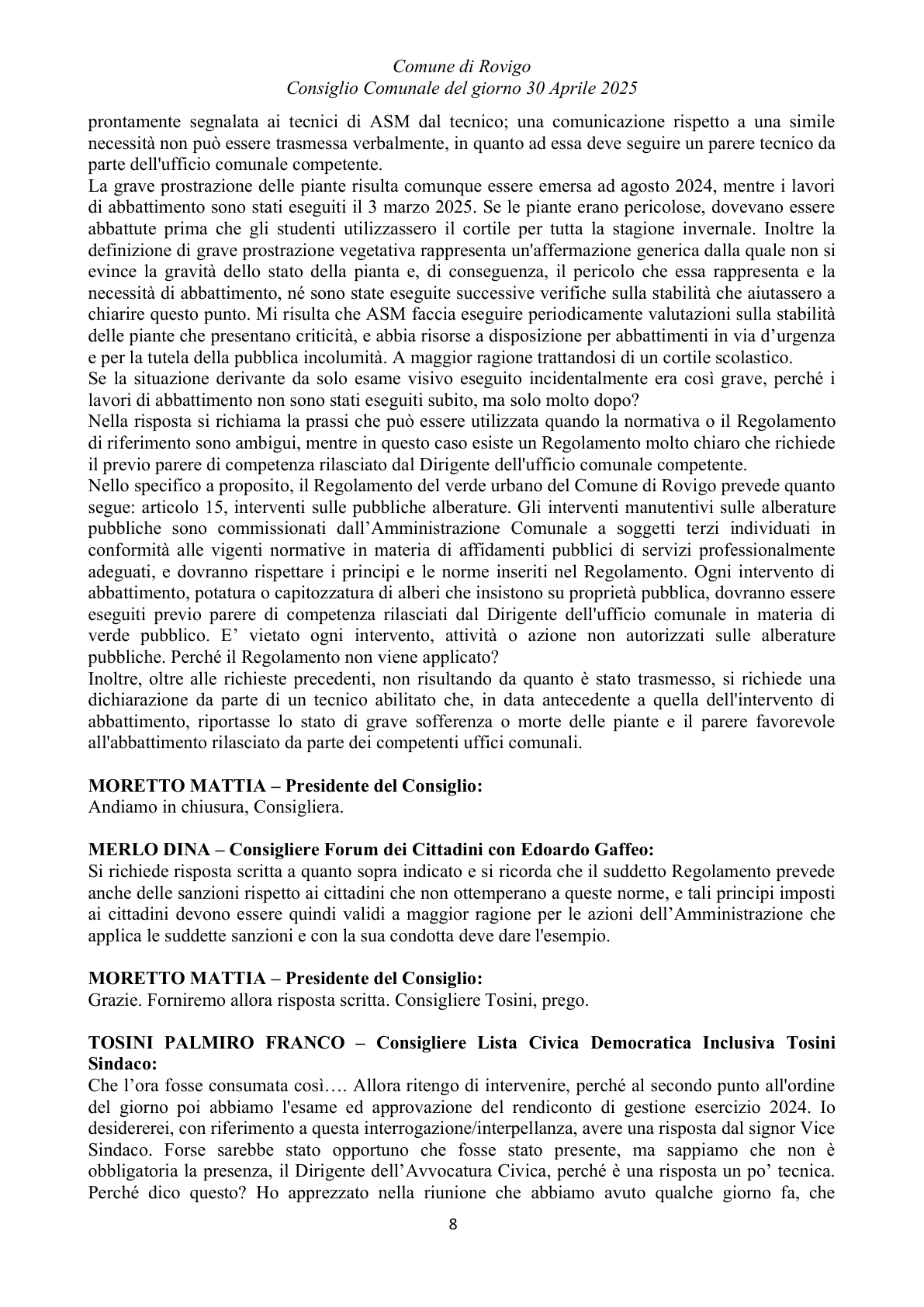 Pagina 8 del verbale