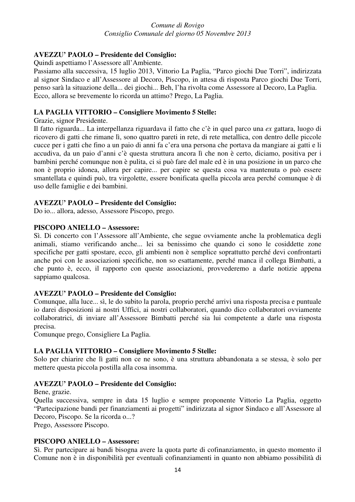 Pagina 14 del verbale
