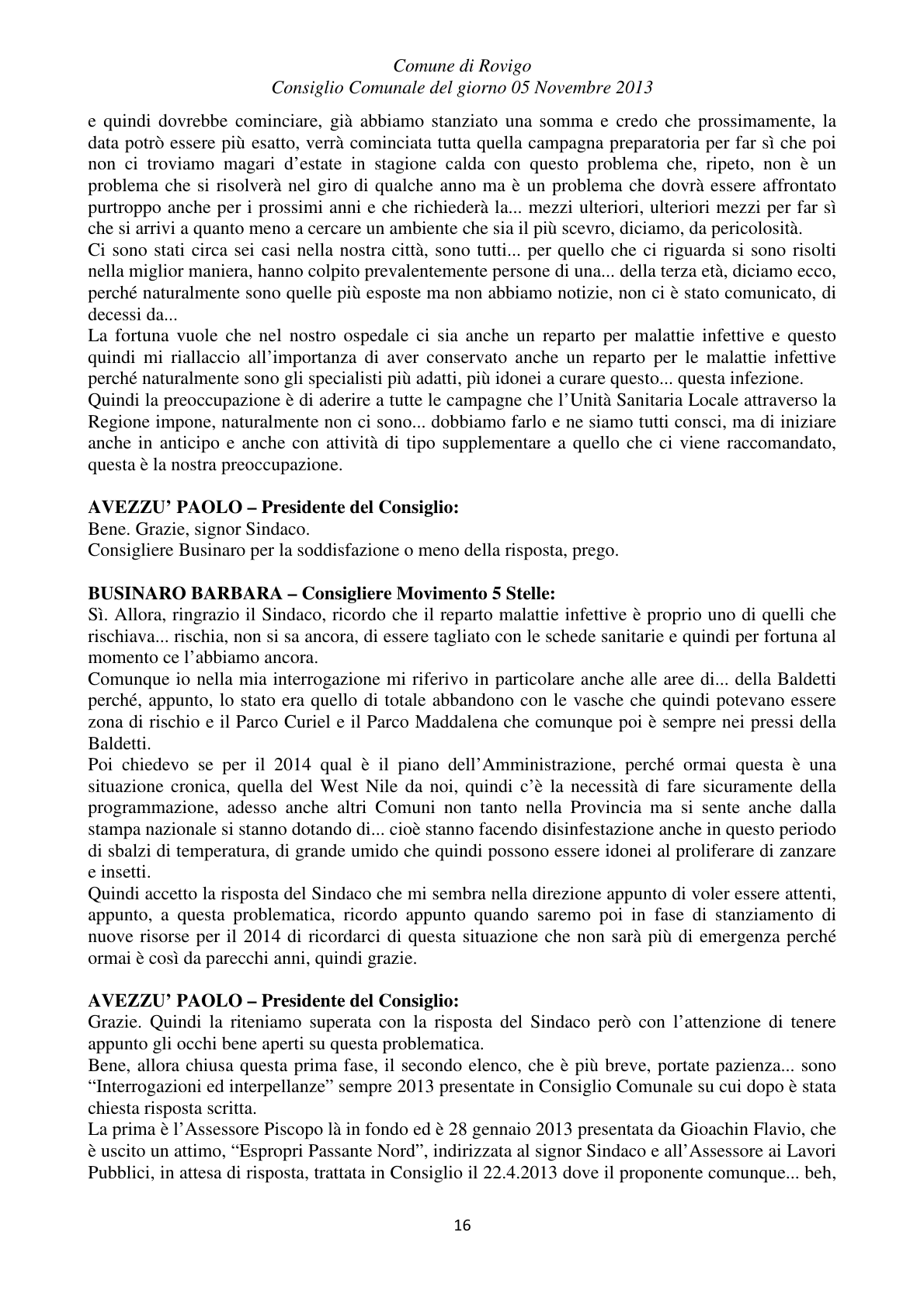 Pagina 16 del verbale