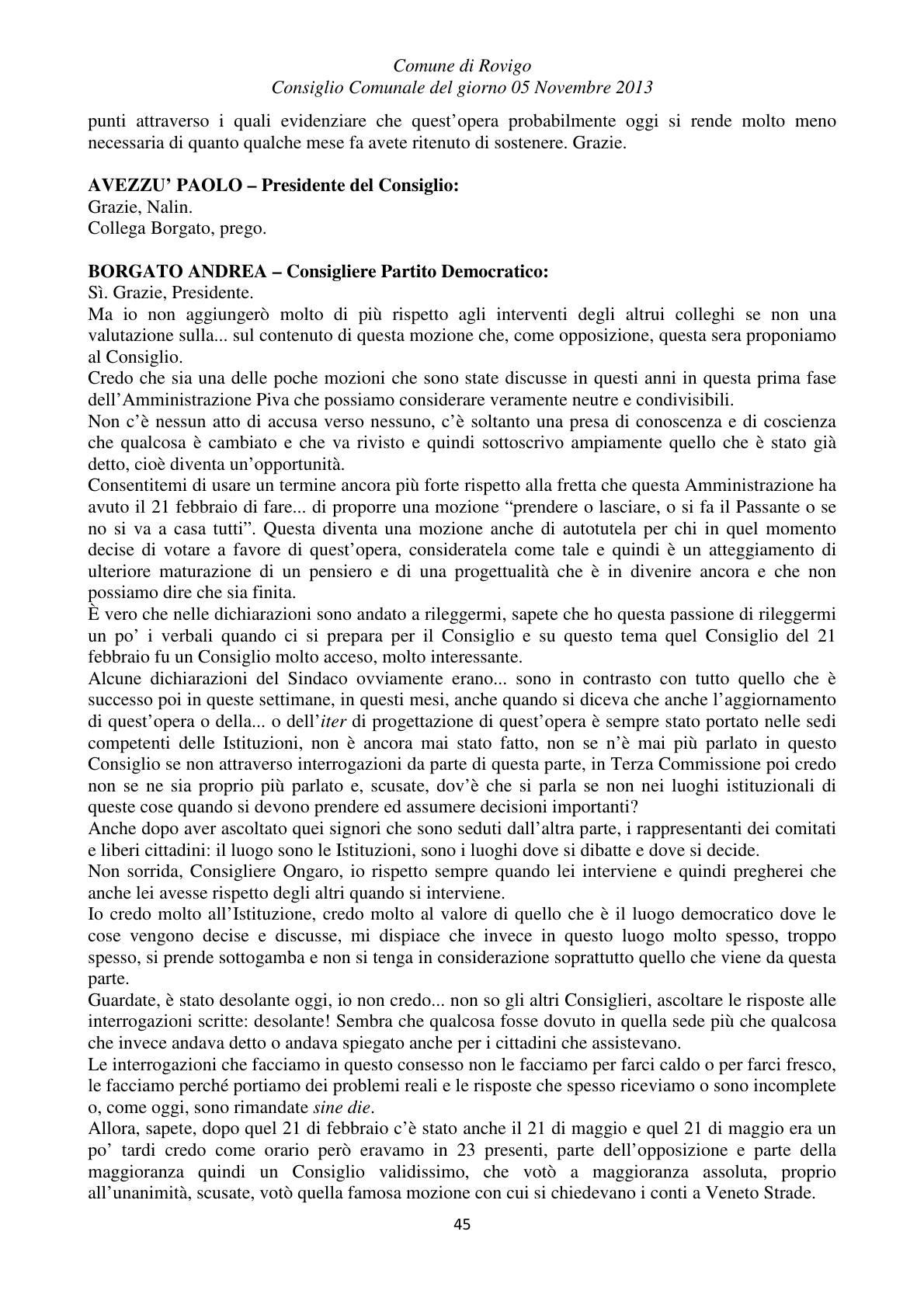 Pagina 45 del verbale