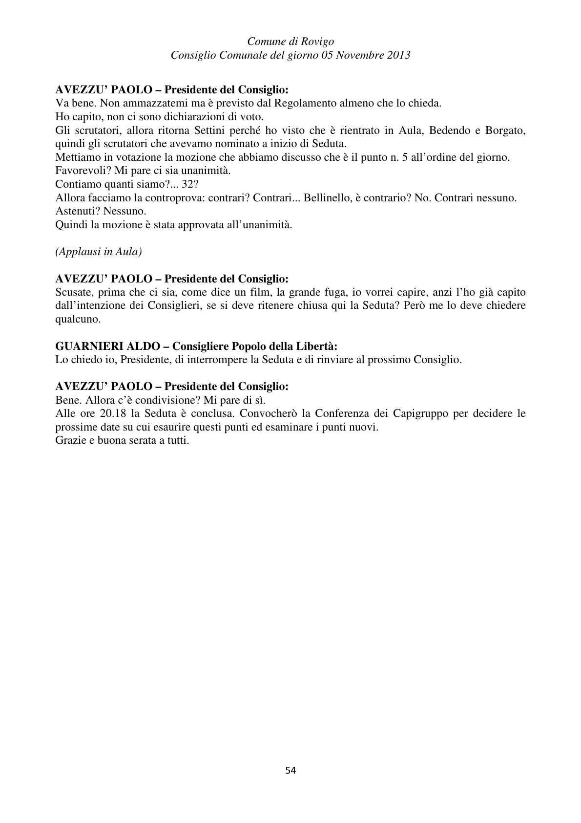 Pagina 54 del verbale