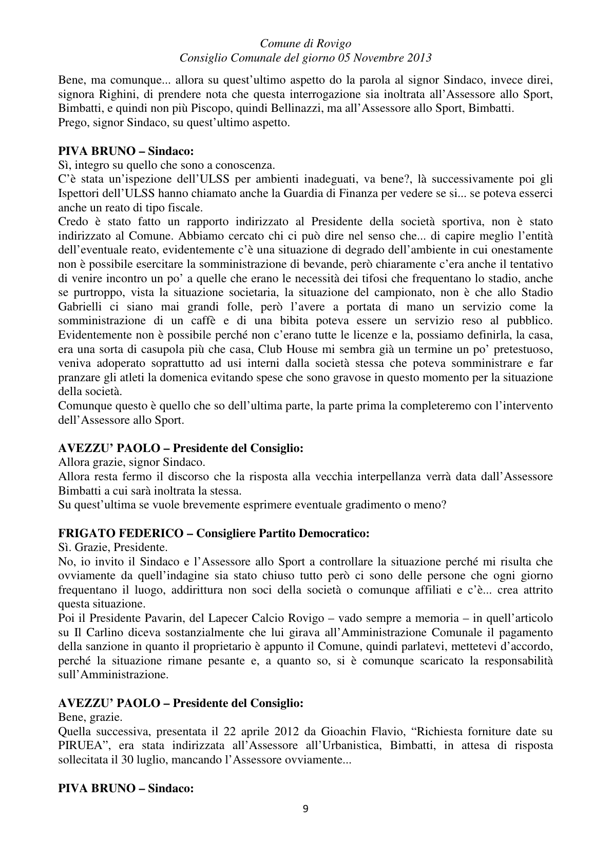 Pagina 9 del verbale
