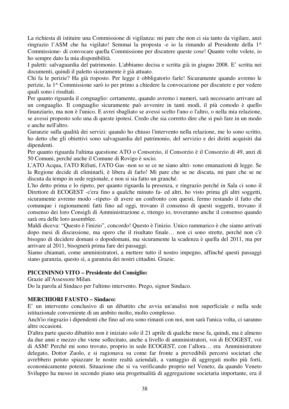 Pagina 38 del verbale