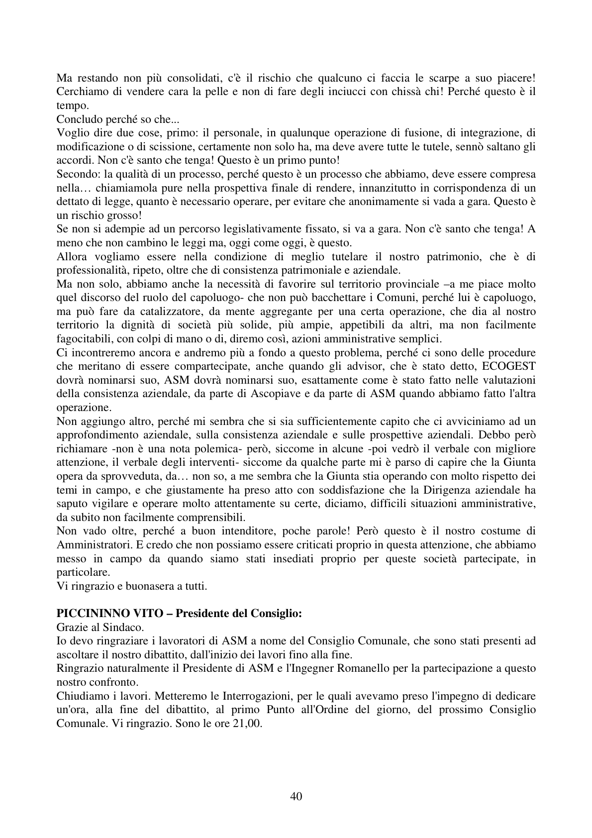 Pagina 40 del verbale