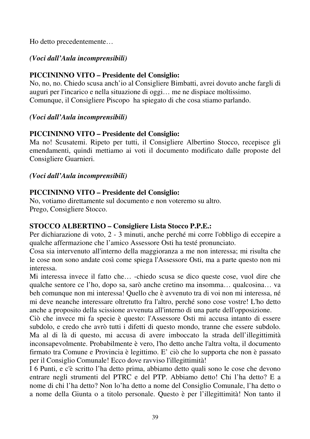Pagina 39 del verbale