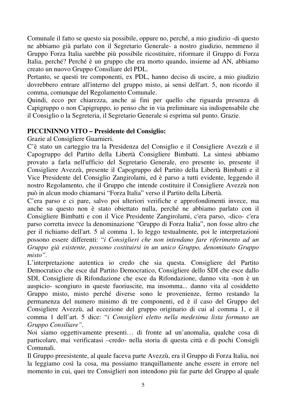Pagina 5 del verbale