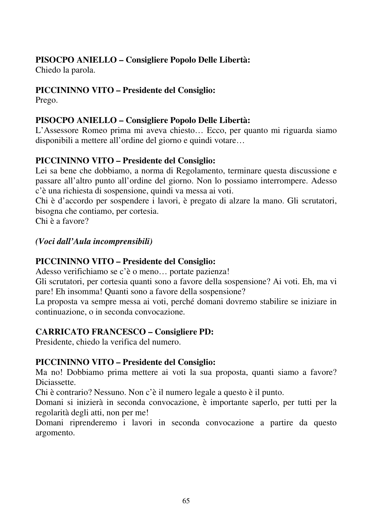 Pagina 65 del verbale