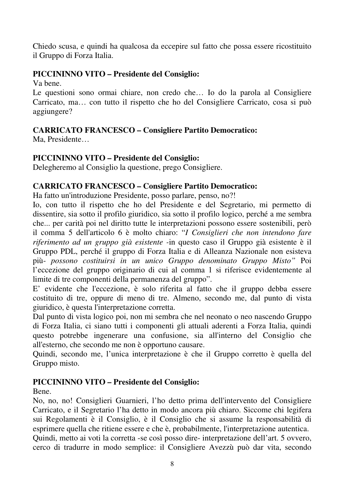 Pagina 8 del verbale