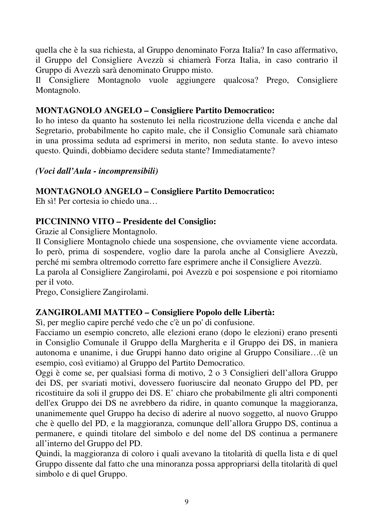 Pagina 9 del verbale