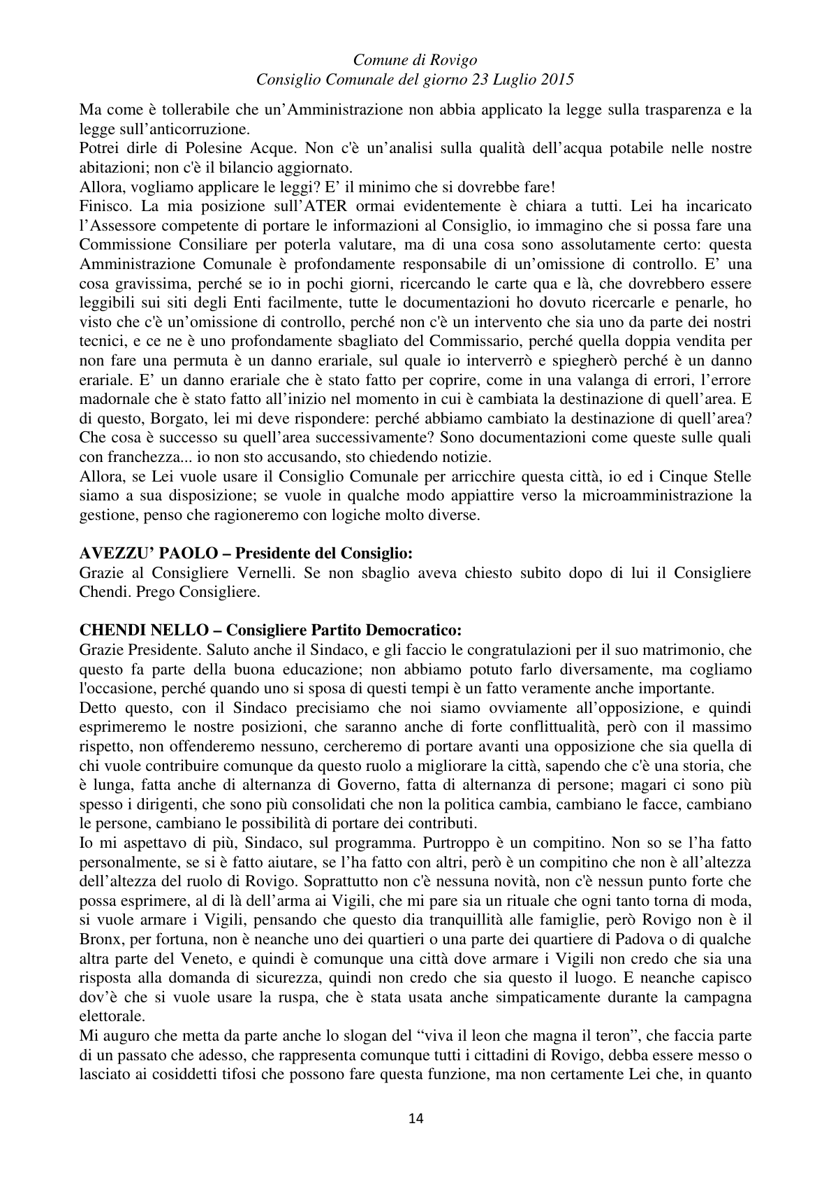 Pagina 14 del verbale