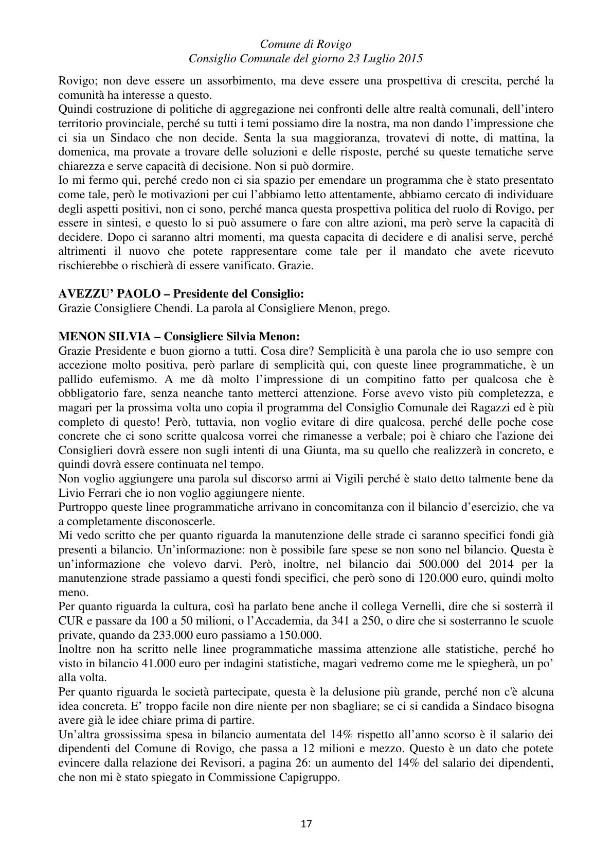 Pagina 17 del verbale