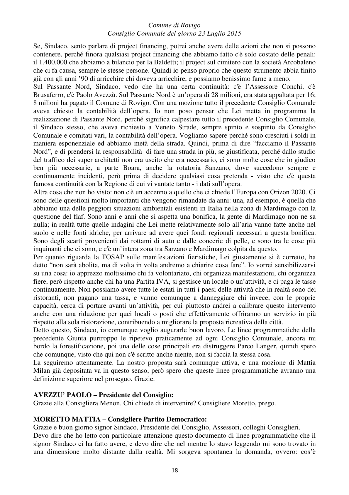 Pagina 18 del verbale