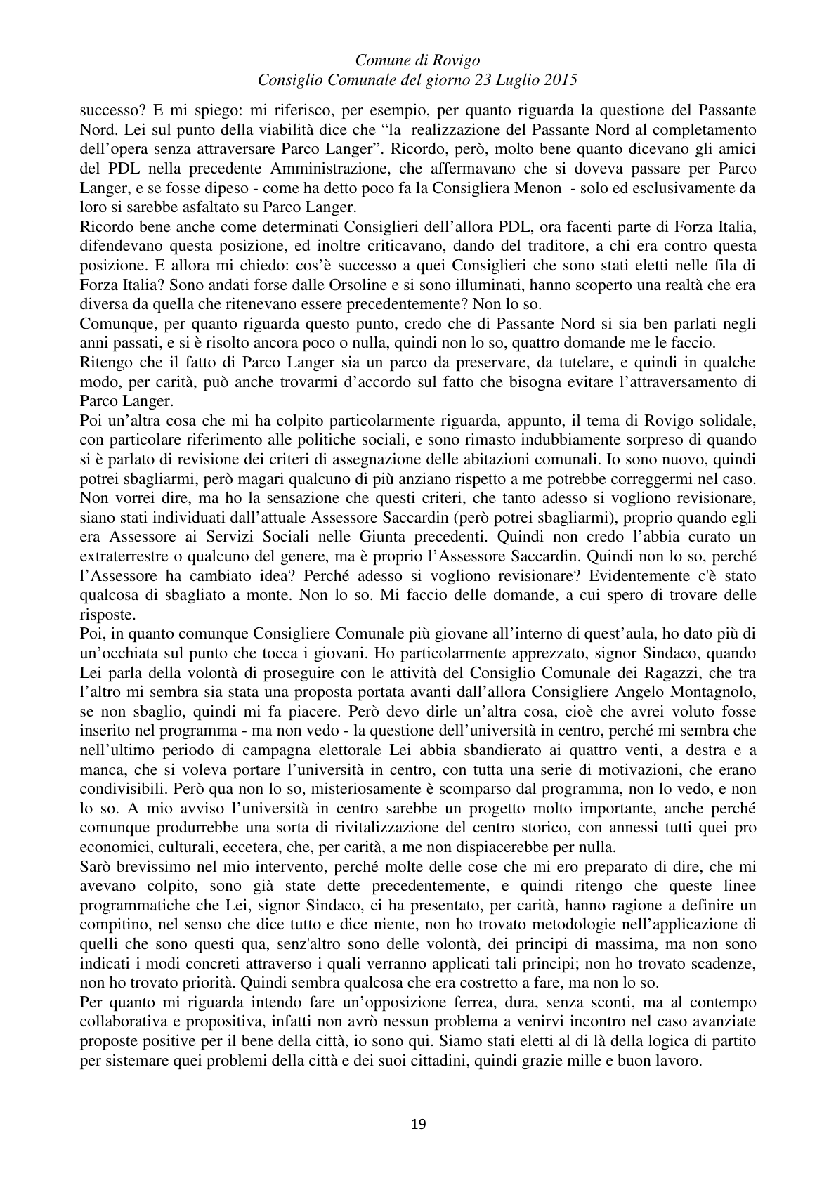Pagina 19 del verbale