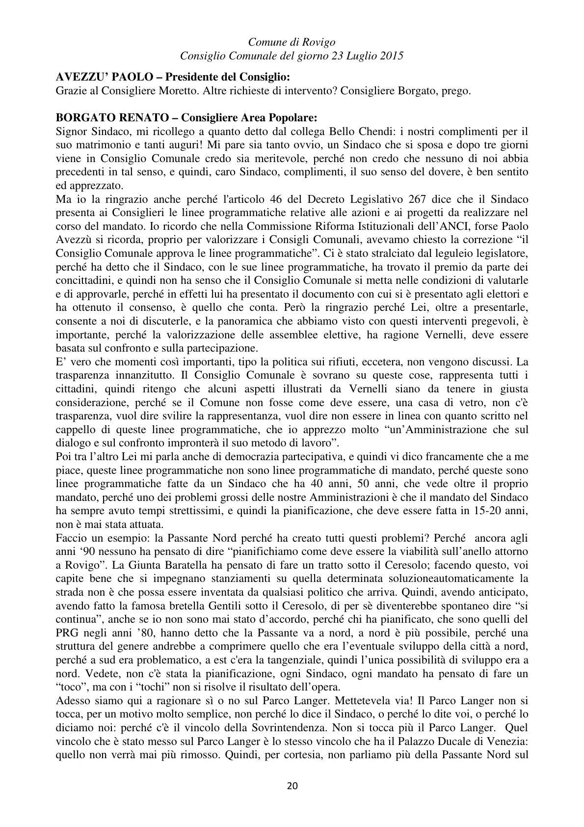 Pagina 20 del verbale