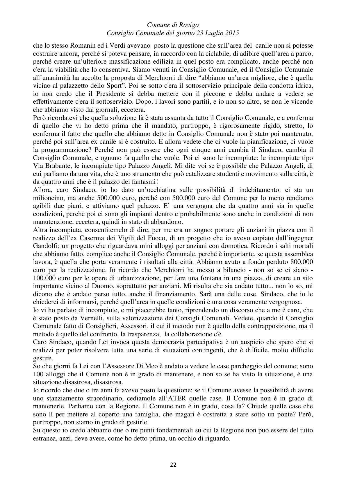 Pagina 22 del verbale