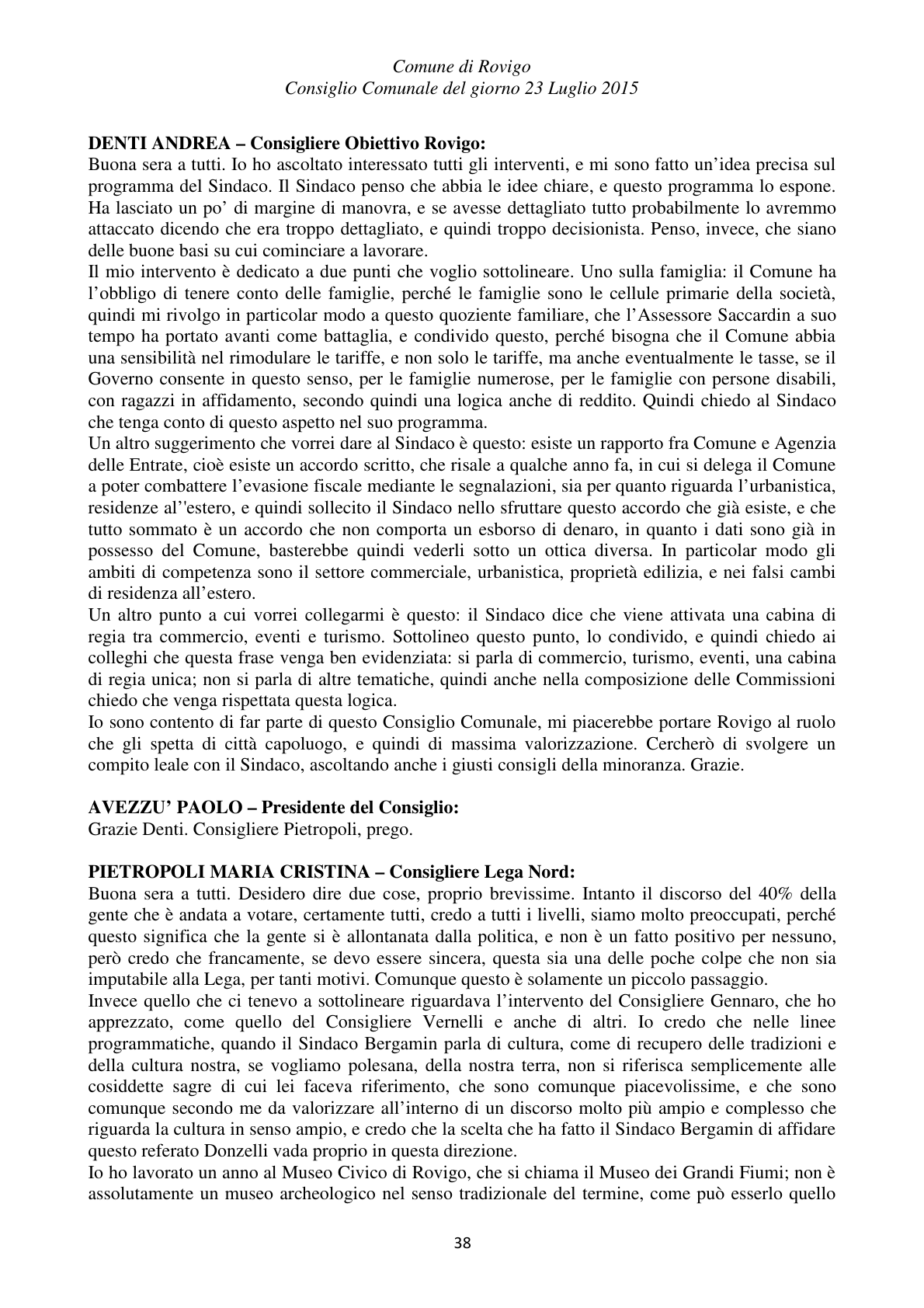 Pagina 38 del verbale
