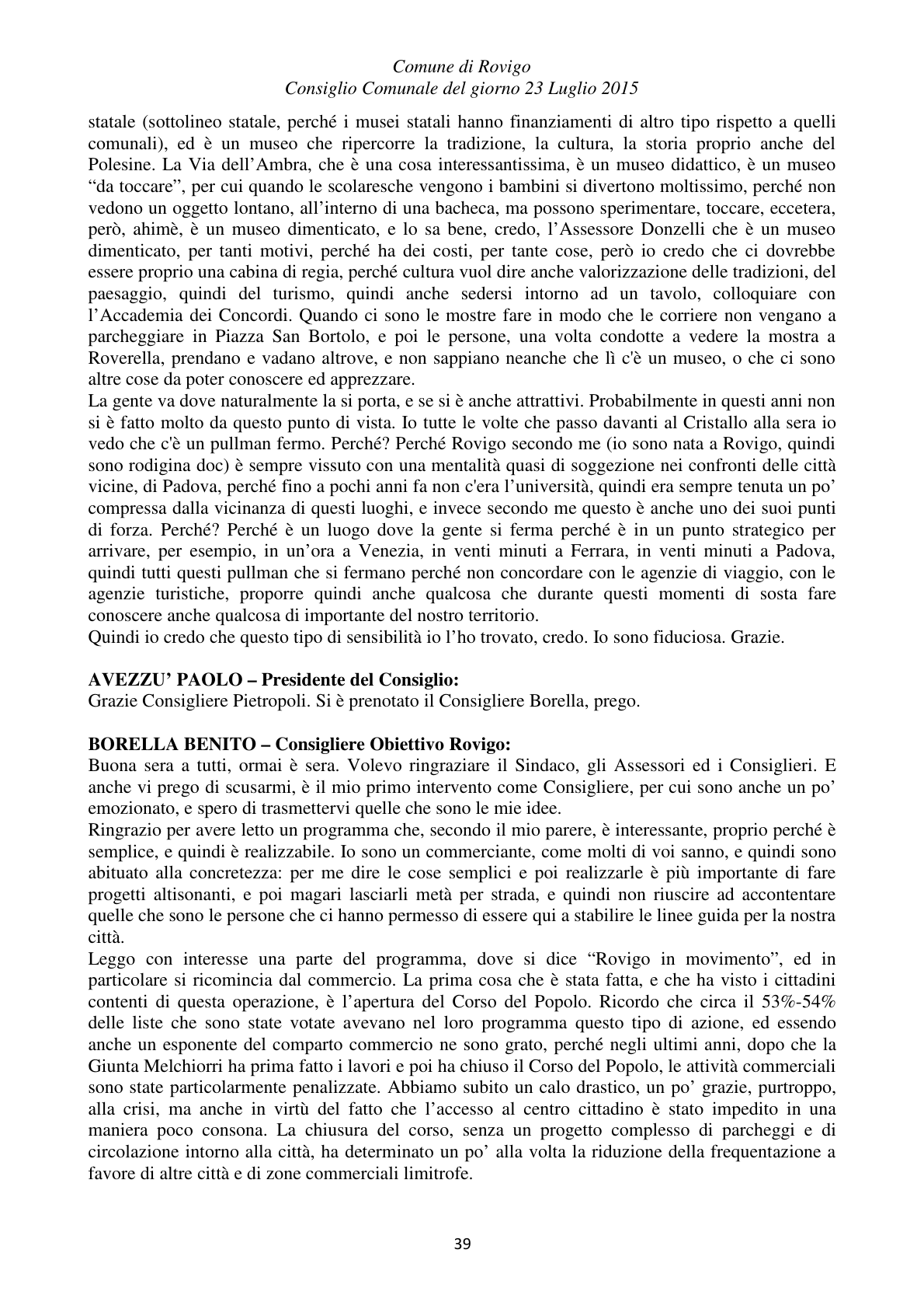 Pagina 39 del verbale