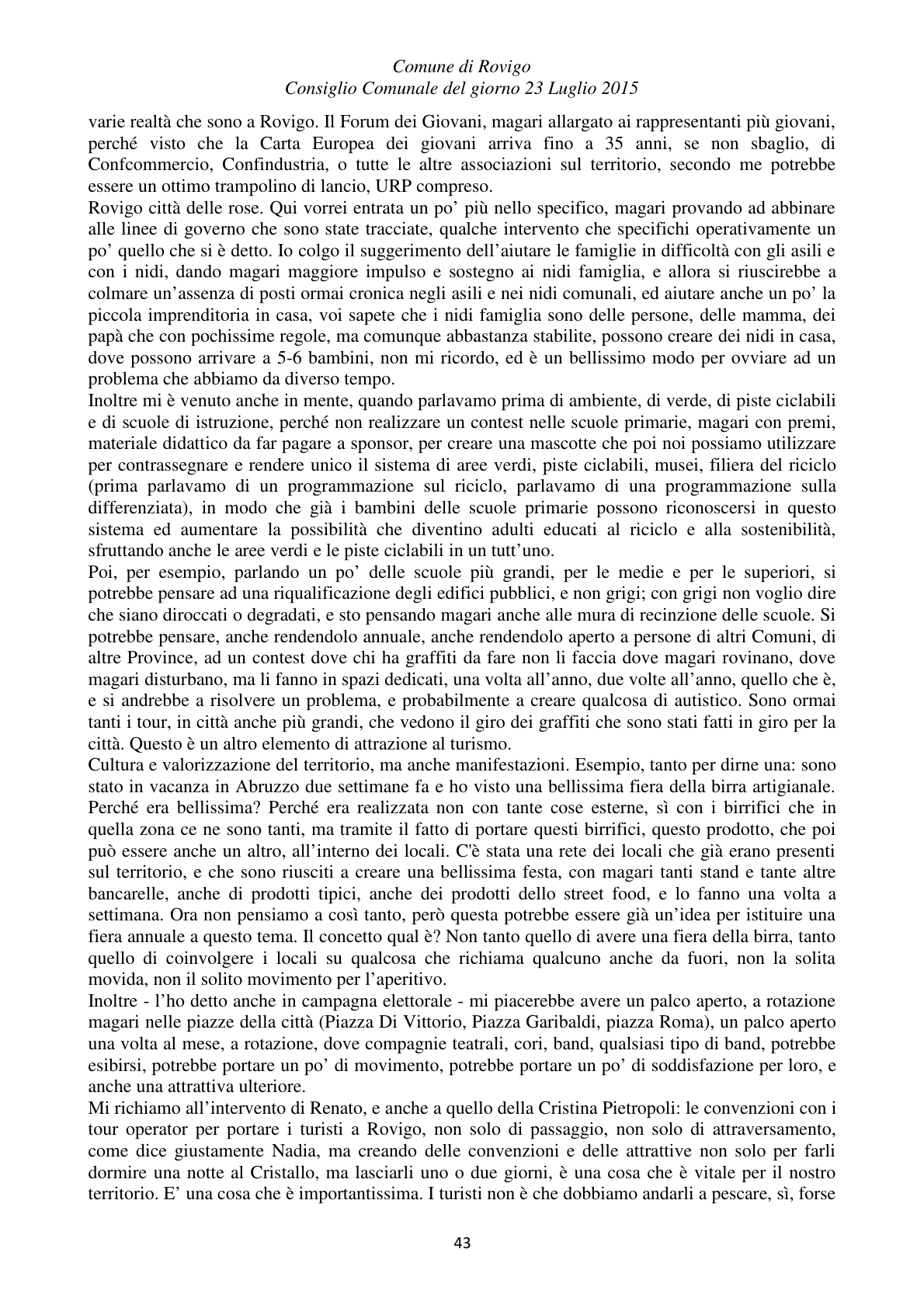 Pagina 43 del verbale