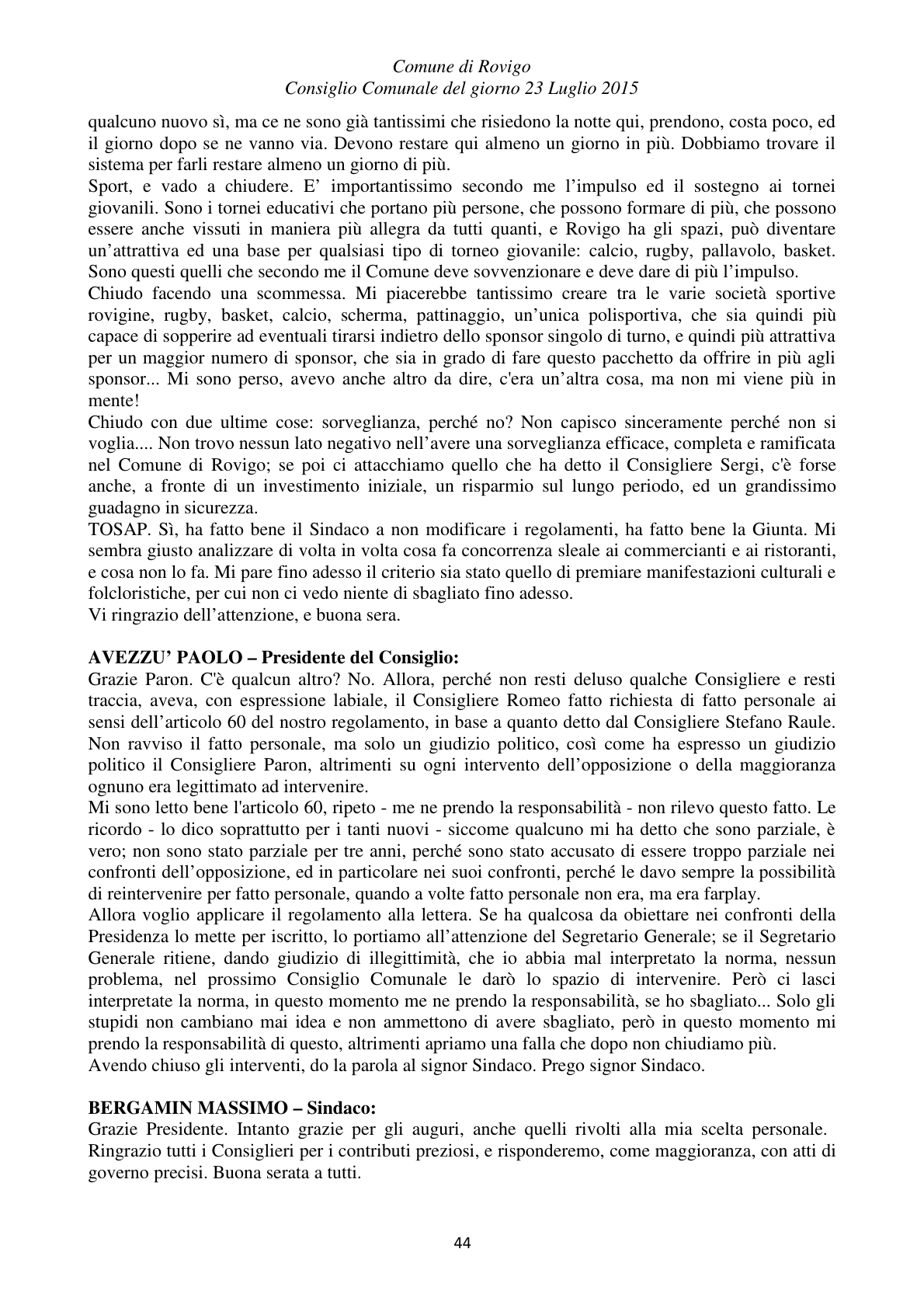 Pagina 44 del verbale