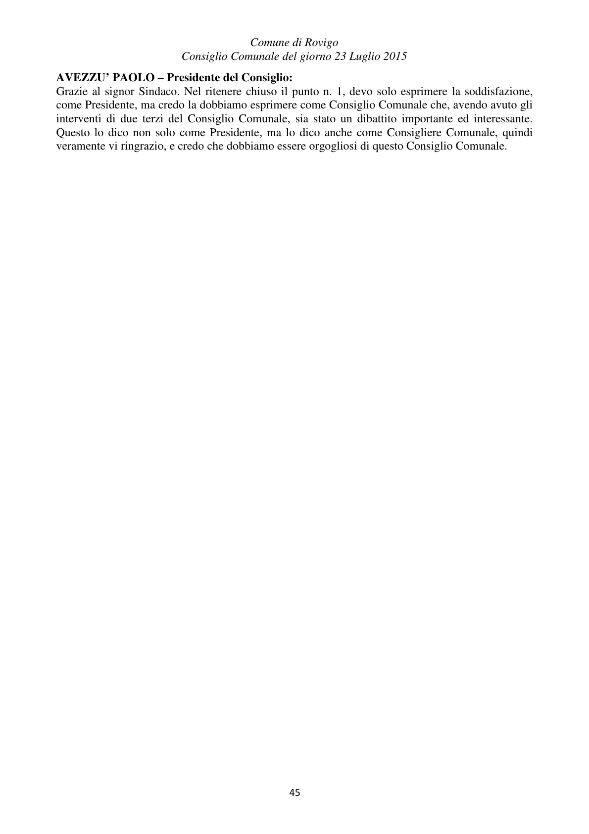 Pagina 45 del verbale