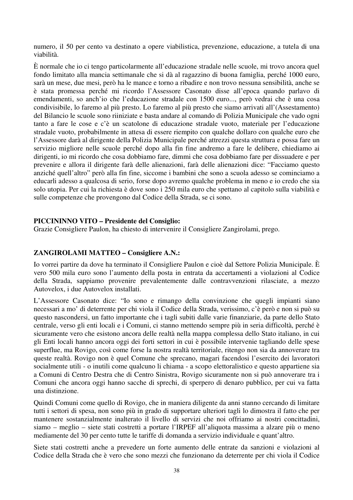Pagina 39 del verbale