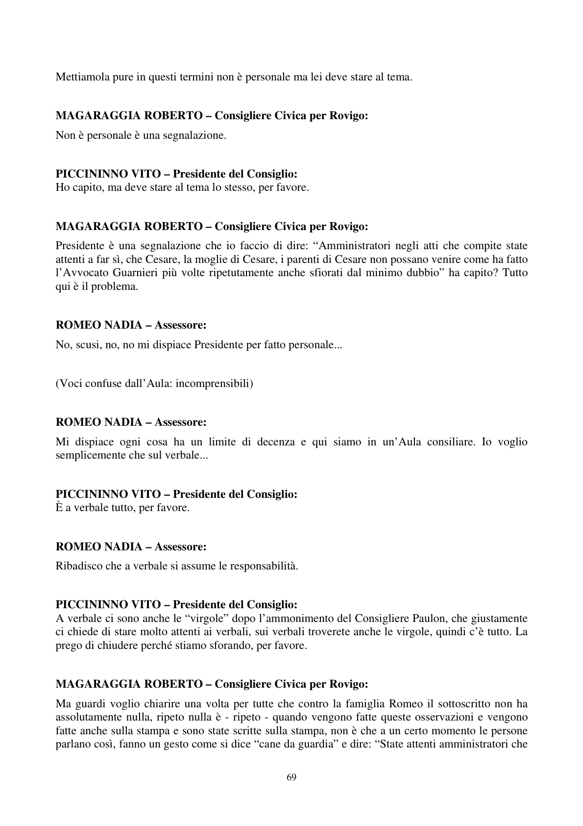 Pagina 70 del verbale