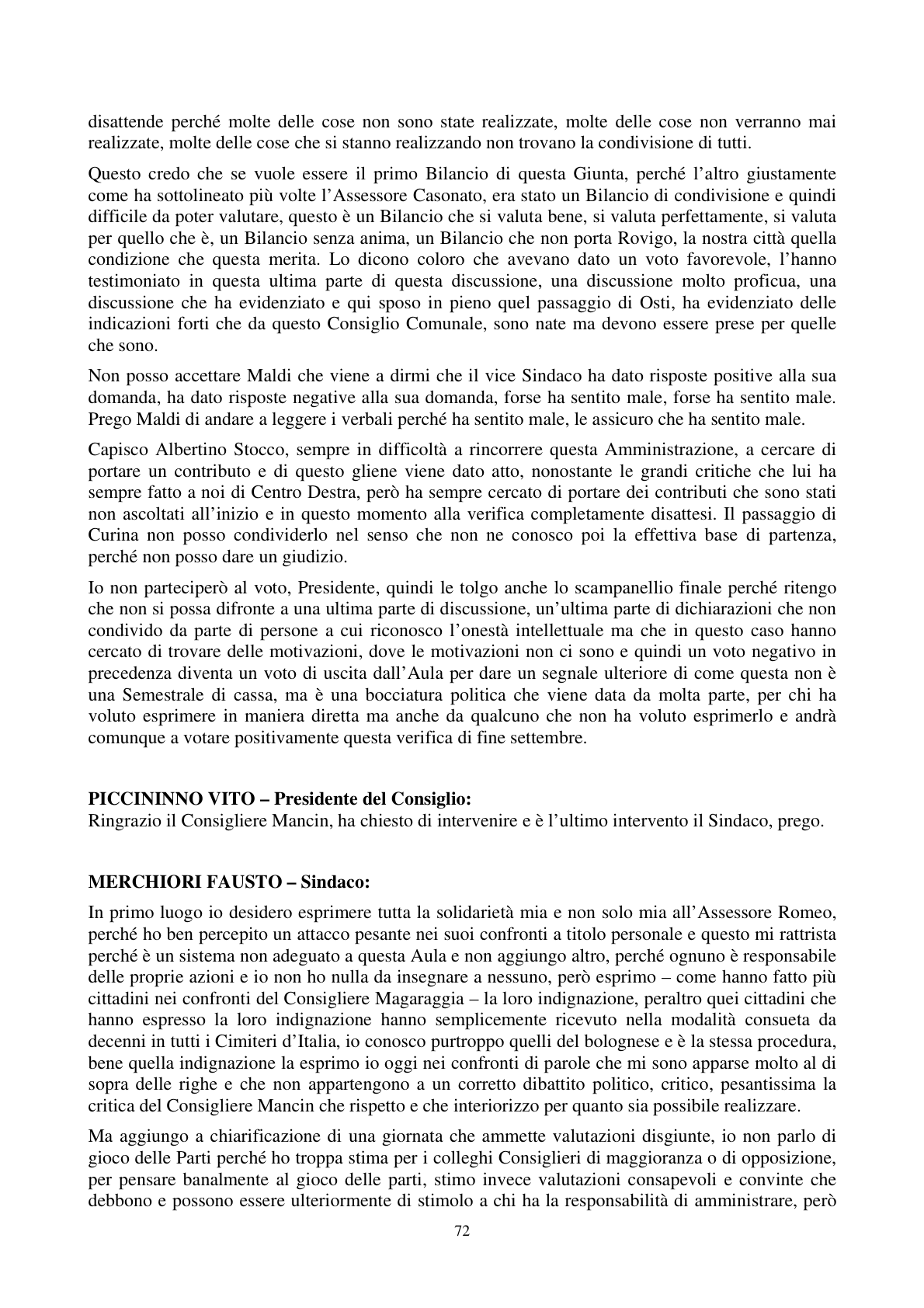 Pagina 73 del verbale