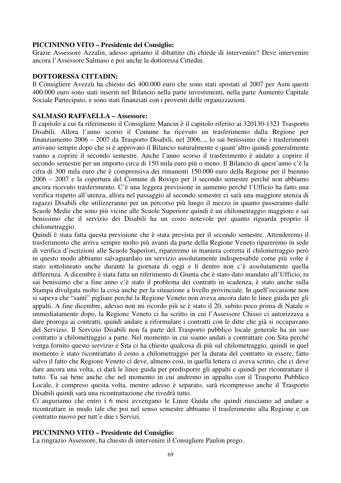 Pagina 70 del verbale