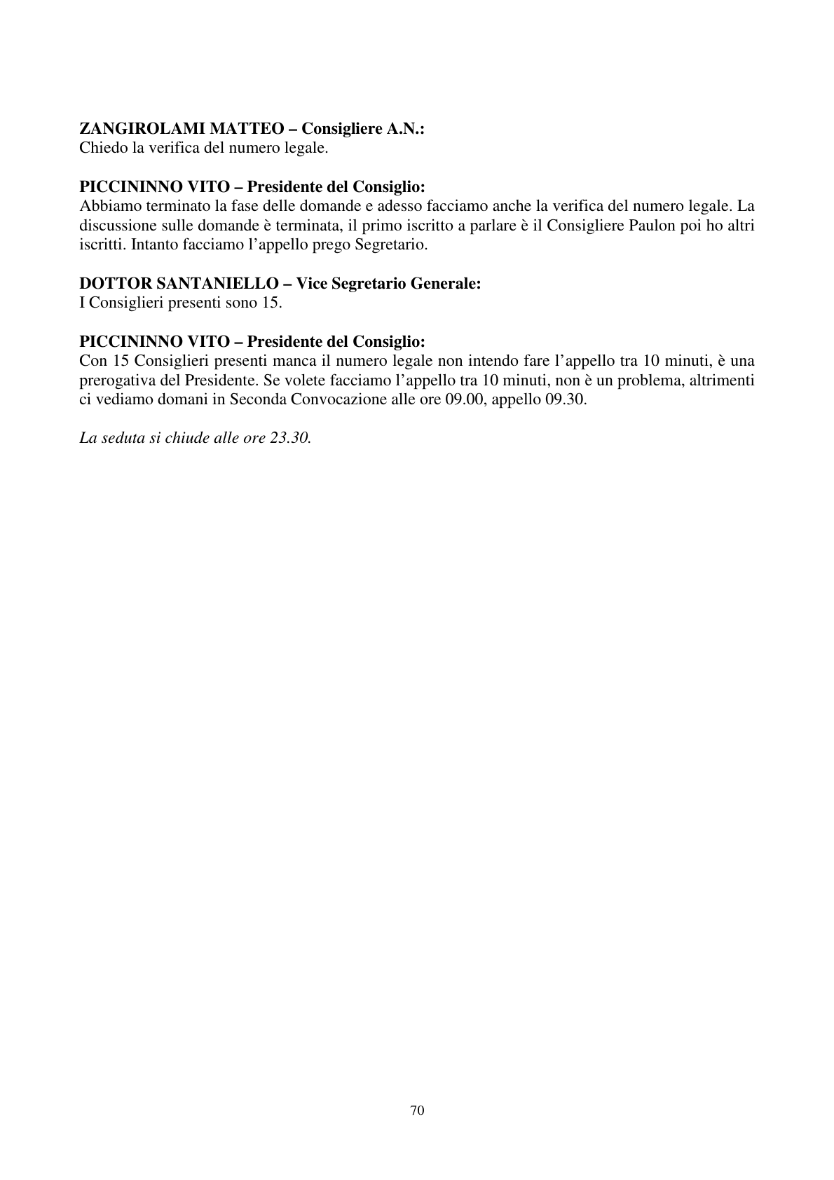 Pagina 71 del verbale
