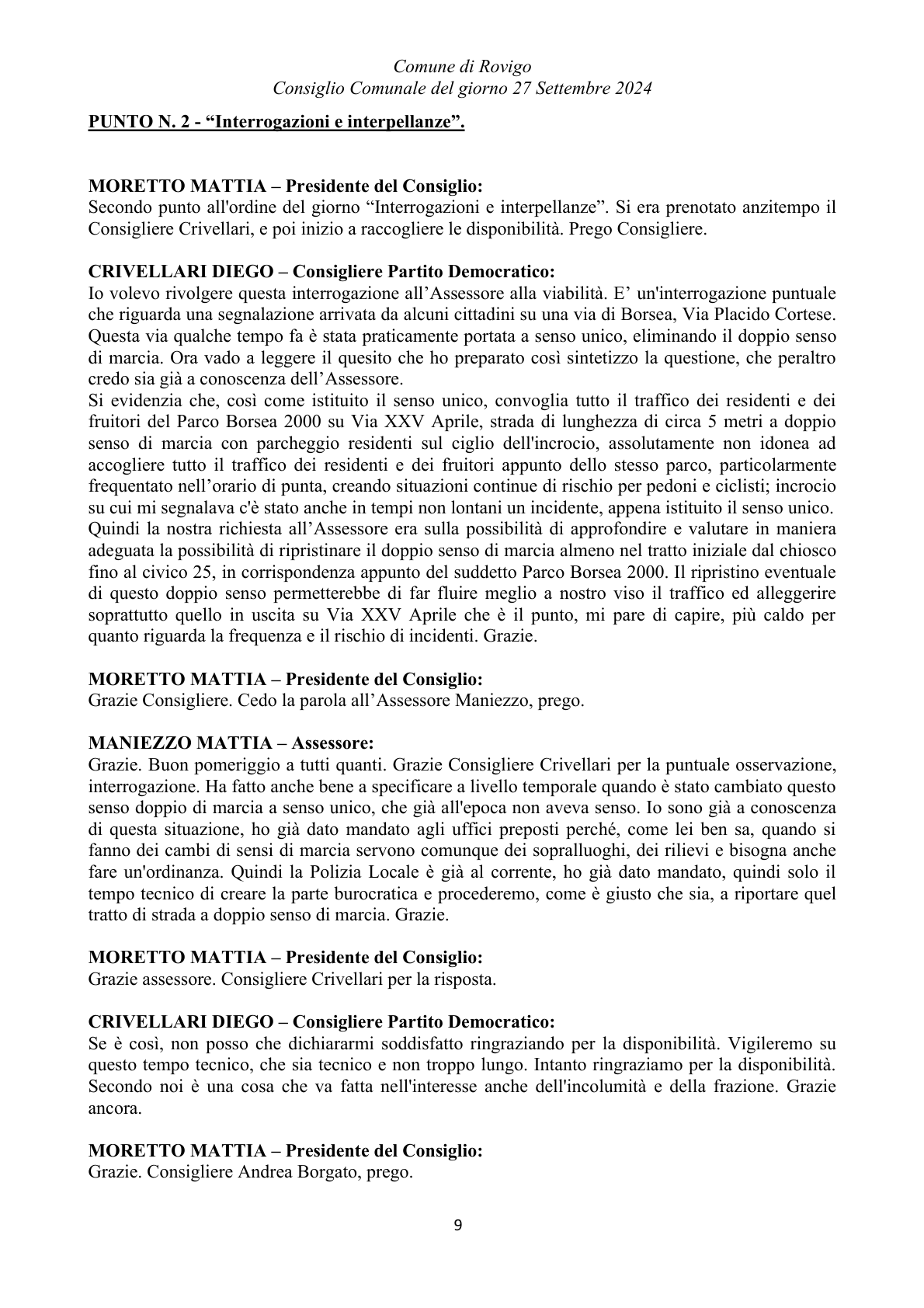 Pagina 9 del verbale