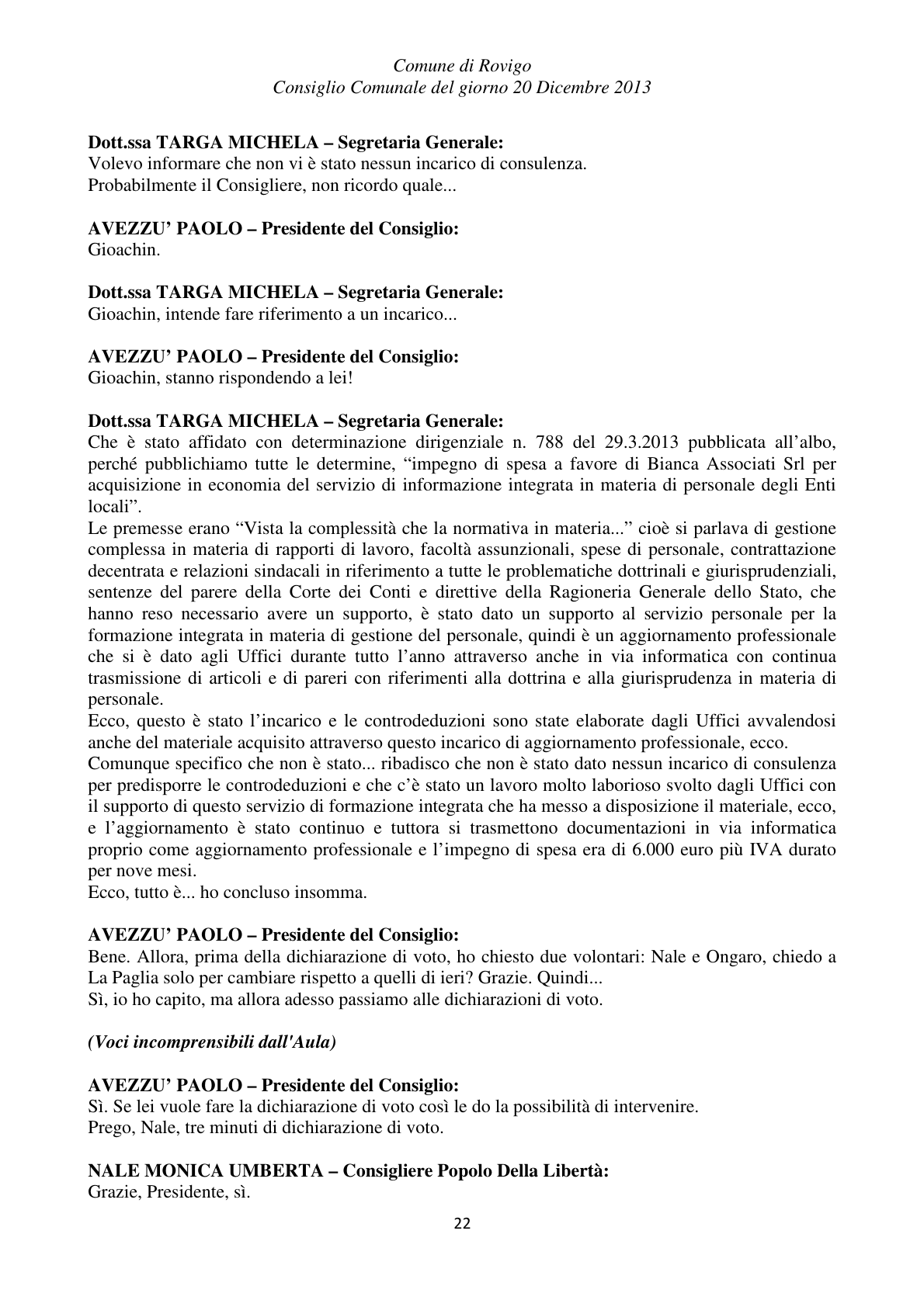 Pagina 22 del verbale