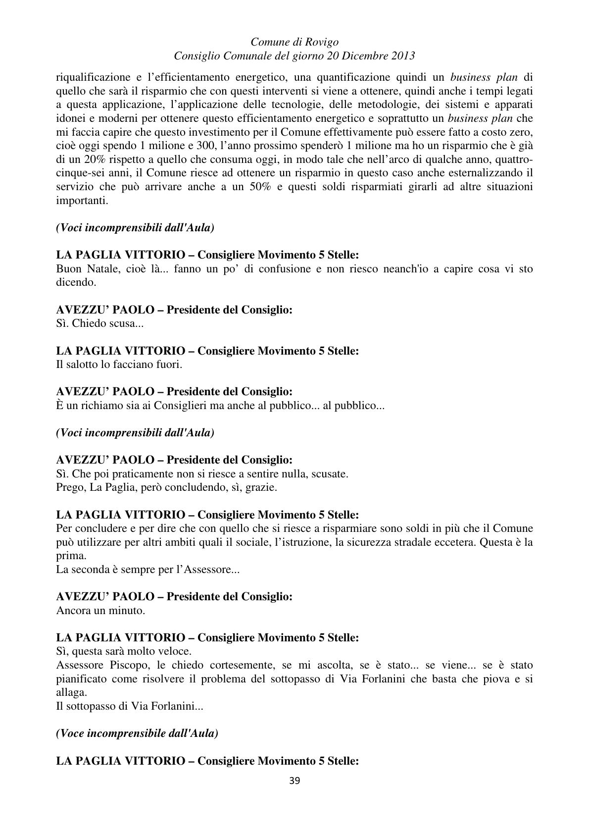 Pagina 39 del verbale