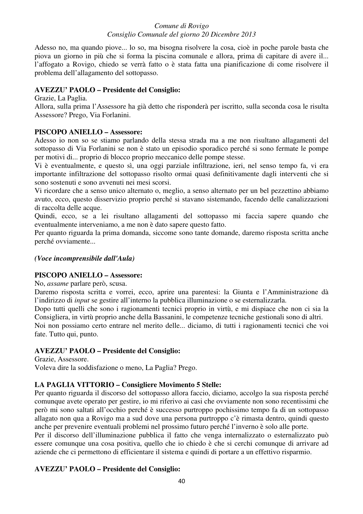 Pagina 40 del verbale