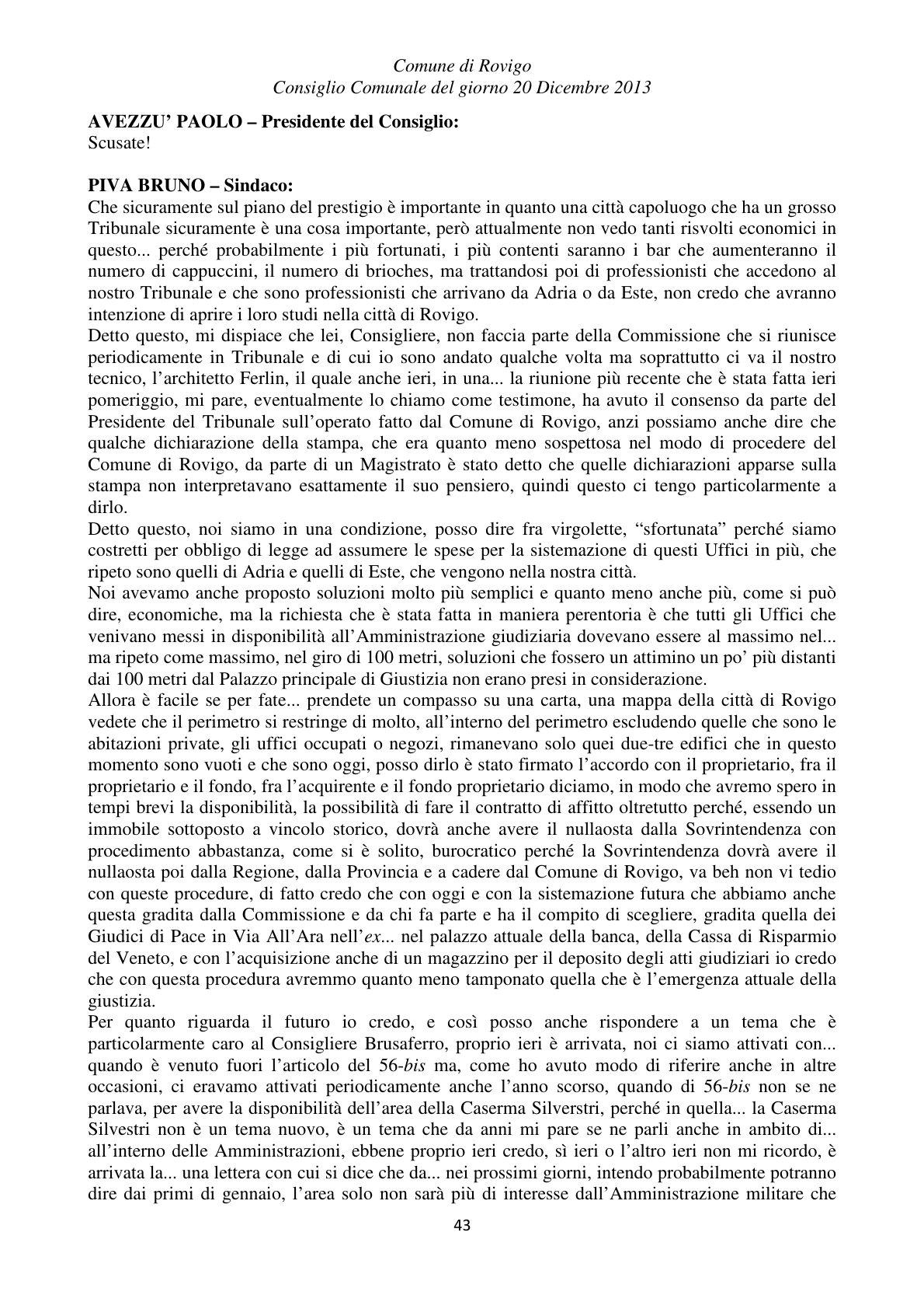 Pagina 43 del verbale