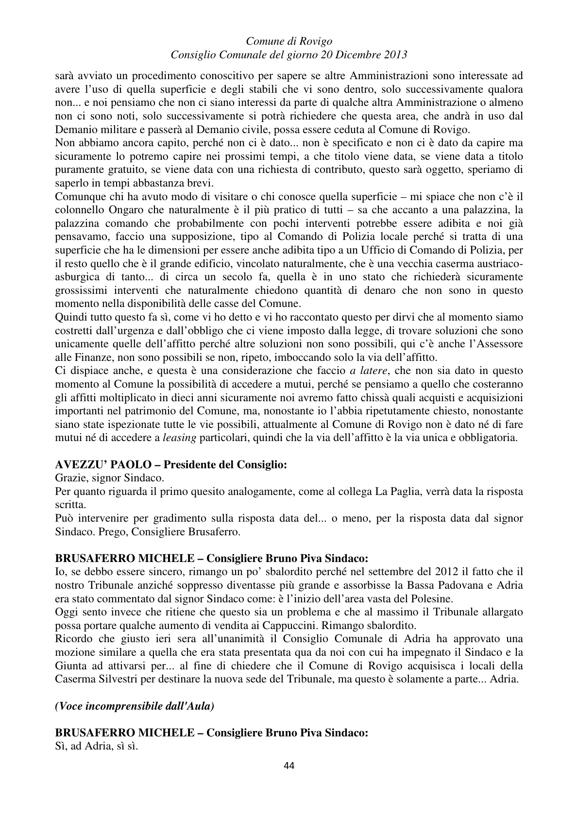 Pagina 44 del verbale