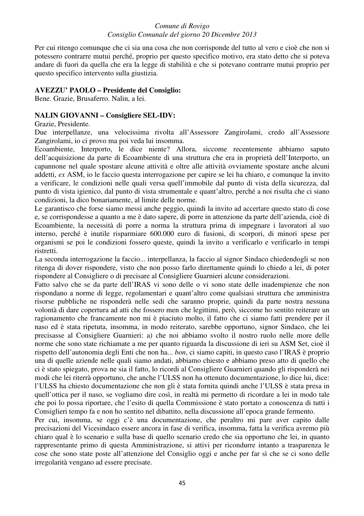 Pagina 45 del verbale